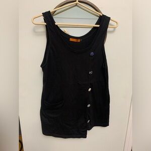 Women’s black Natasha Ladies tank with patterned buttons